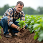 Booster de racines : comprendre son action et ses bienfaits en agriculture Agronome examinant des racines dans un champ vert