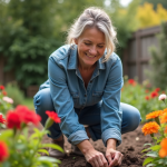 Attirer les colibris au jardin : quelles fleurs choisir pour les attirer ? Femme plantant des fleurs colorées dans son jardin