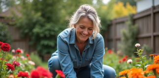 Attirer les colibris au jardin : quelles fleurs choisir pour les attirer ? Femme plantant des fleurs colorées dans son jardin