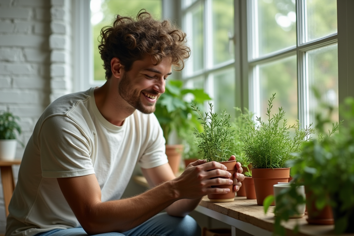 Jeune homme vérifiant l