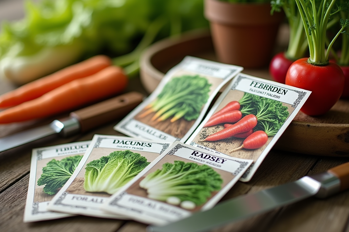 Paquets de graines de carottes laitues radis pour plantation en février