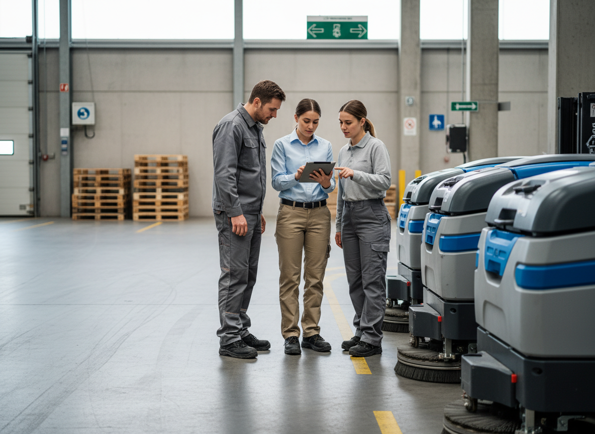 Superviseure vérifiant instructions avec équipe sur sol industriel