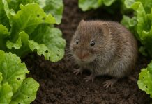 Photo hyperrealiste d'un vole dans un jardin de légumes