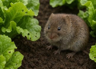 Photo hyperrealiste d'un vole dans un jardin de légumes