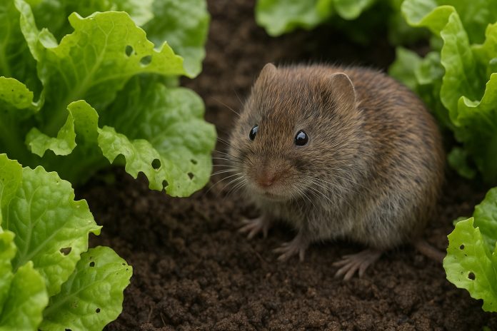Photo hyperrealiste d'un vole dans un jardin de légumes